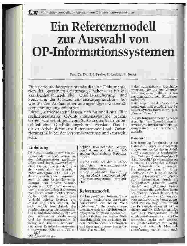 Vorschauseite 1: Ein Referenzmodell zur Auswahl von OP-Informationssystemen
