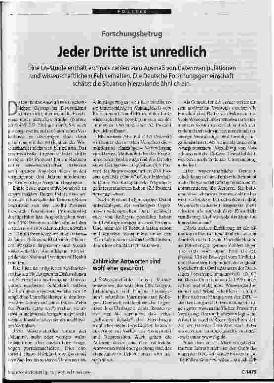 Vorschauseite 1: Jeder Dritte ist unredlich