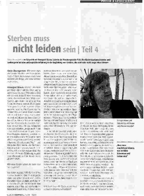 Vorschauseite 1: Sterben muss nicht leiden sein/ Teil 4