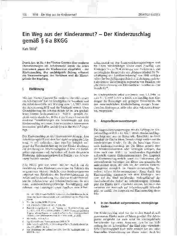 Vorschauseite 1: Ein Weg aus der Kinderarmut? - Der Kinderzuschlag gemäß § 6 a BKGG