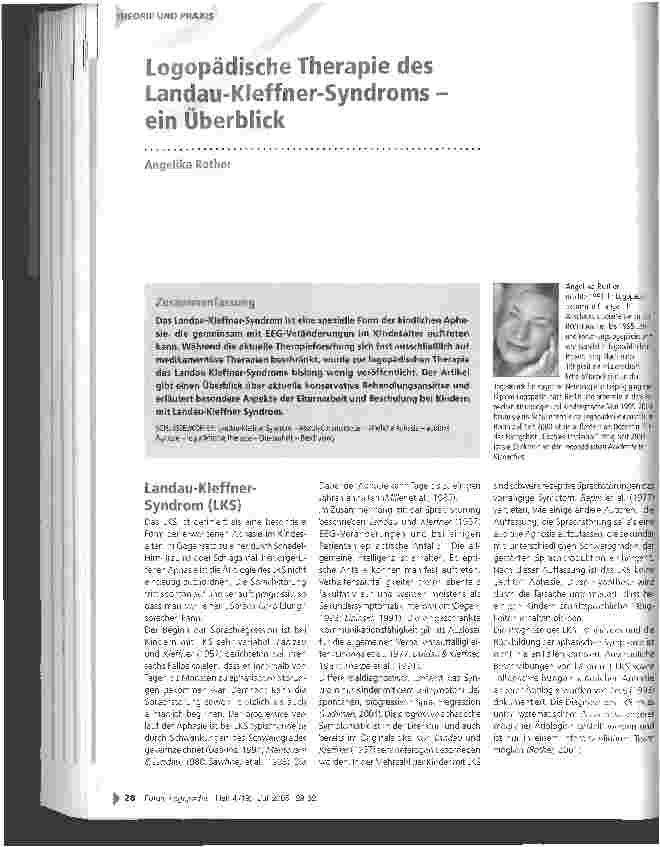 Vorschauseite 1: Logopädische Therapie des Landau-Kleff ner-Syndroms -ein Überblick