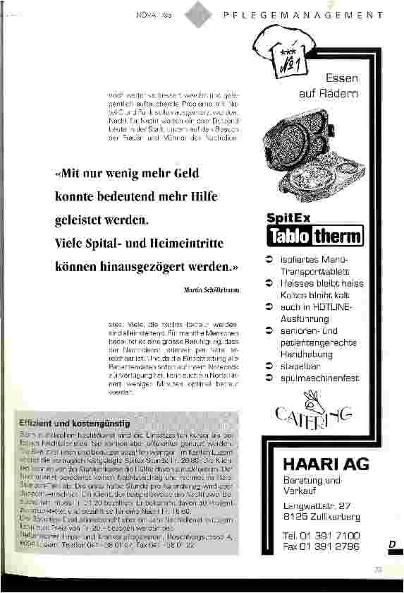 Vorschauseite 4: Spitex rund um die Uhr Ein Pionierprojekt von gesamtschweizerischem Interesse