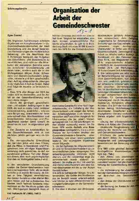 Vorschauseite 1: Organisation der Arbeit der Gemeindeschwester