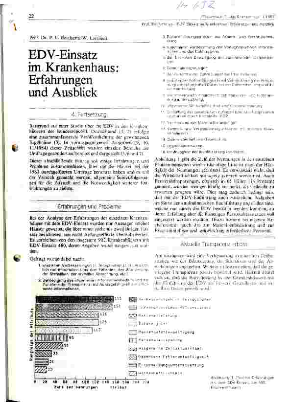 Vorschauseite 1: EDV - Einsatz im Krankenhaus: Erfahrungen und Ausblick 4. Fortsetzung