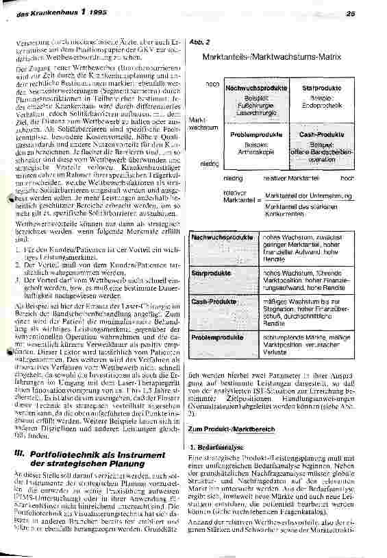 Vorschauseite 4: Stragegische Planung und BPflV 1995 Einführung in die strategische Planung