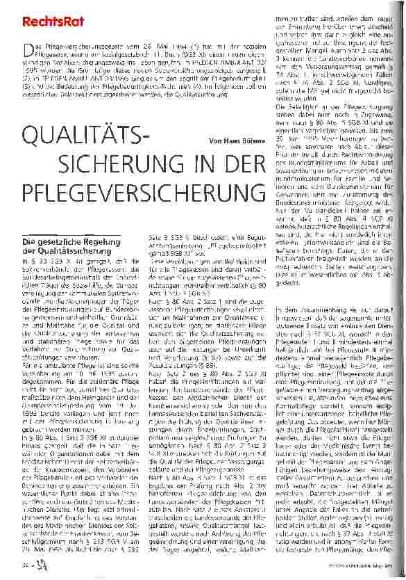 Vorschauseite 1: Qualitätssicherung in der Pflegeversicherung RechtsRat