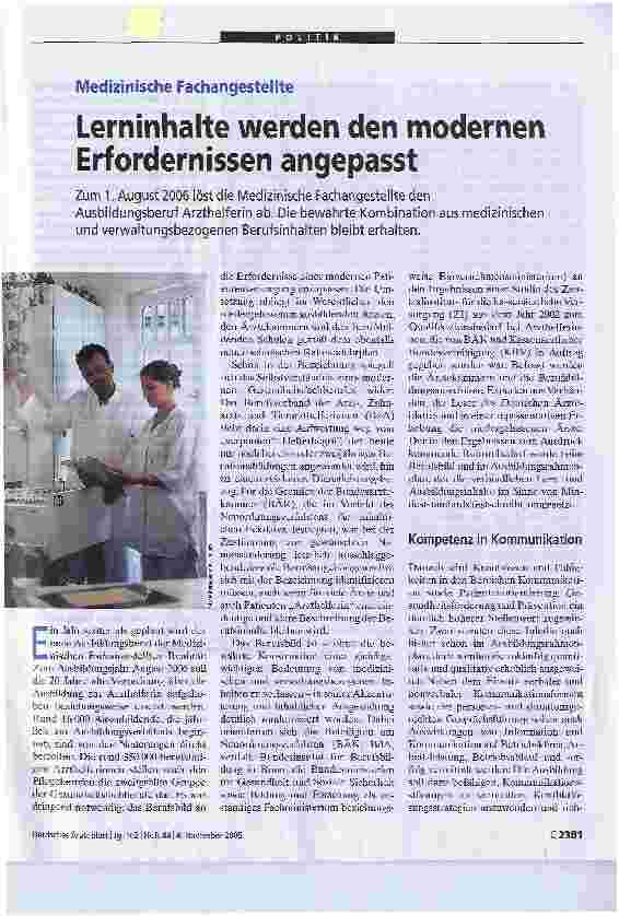 Vorschauseite 1: Medizinische FachangestellteLerninhalte werden den modernen Erfordernissen angepasst