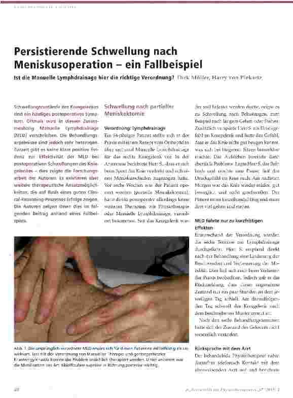 Vorschauseite 1: Persistierende Schwellung nach Meniskusoperation - ein Fallbeispiel