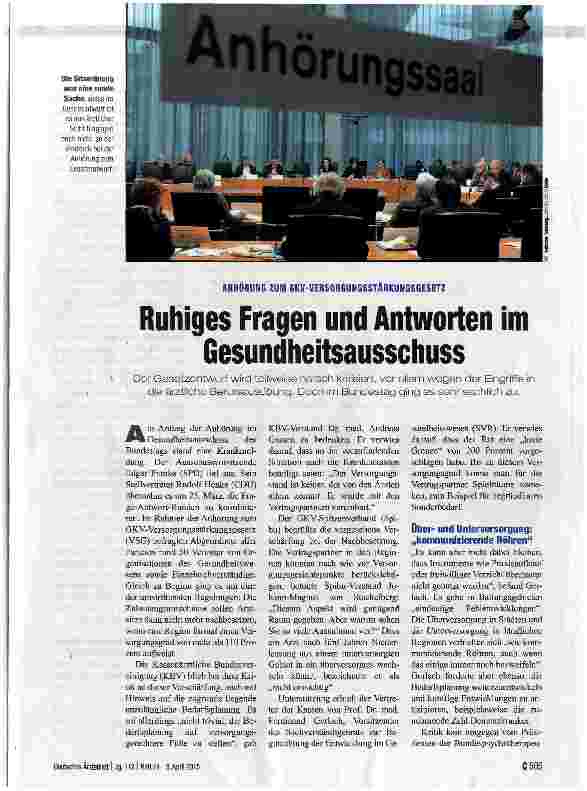 Vorschauseite 1: Ruhiges Fragen und Antworten im Gesundheitsausschuss