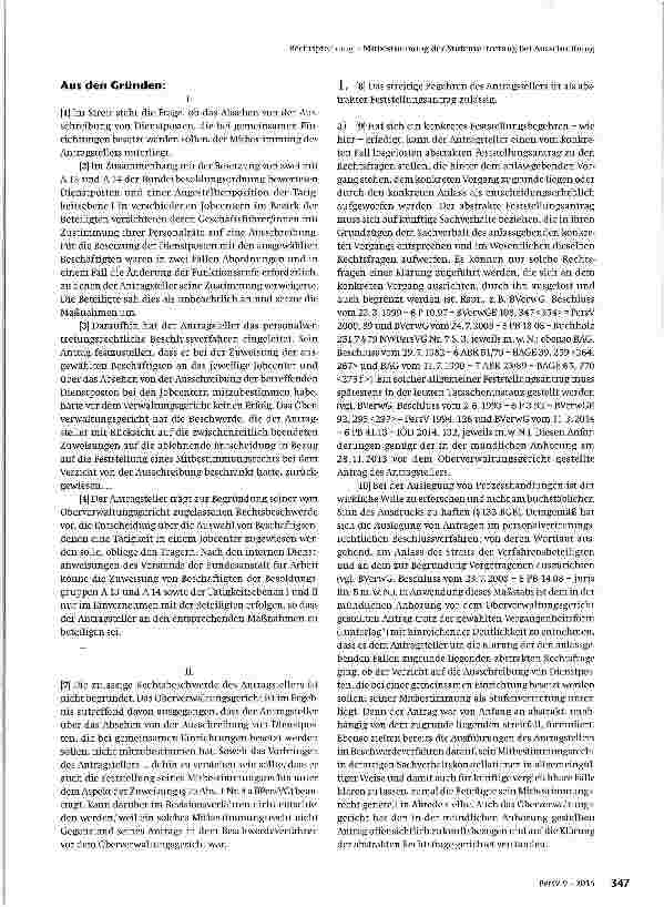 Vorschauseite 2: Mitbestimmung der Stufenvertretung bei Ausschreibung