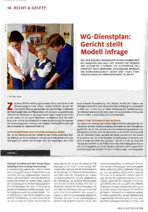 Vorschauseite 1: WG-Dienstplan: Gericht stellt Modell infrage