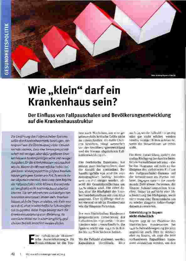 Vorschauseite 1: Wie „klein darf ein Krankenhaus sein?