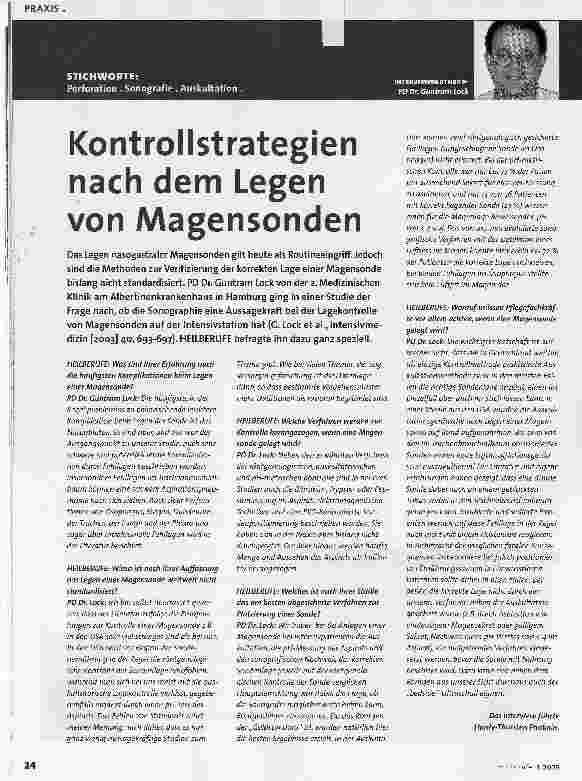 Vorschauseite 1: Kontrollstrategien nach dem Legen von Magensonden