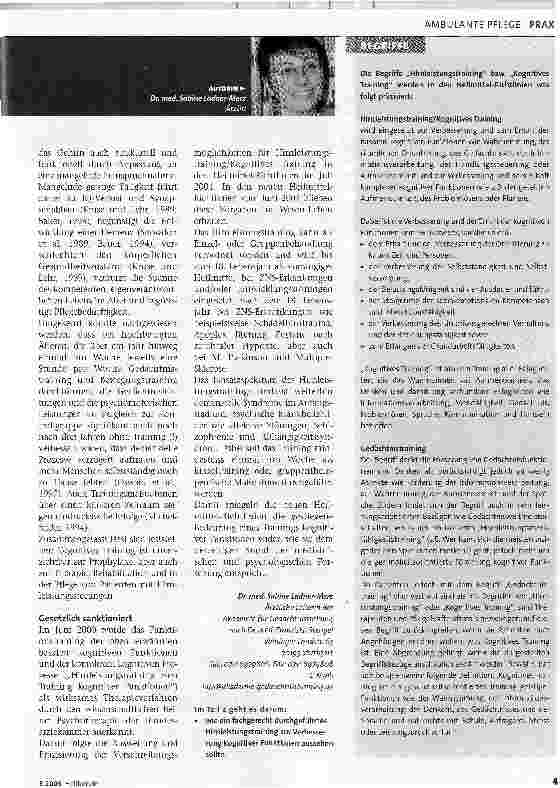 Vorschauseite 2: Das Gehirn bleibt lernfähig. Hirnleistungstraining/Kognitives Training in Therapie und Pflege