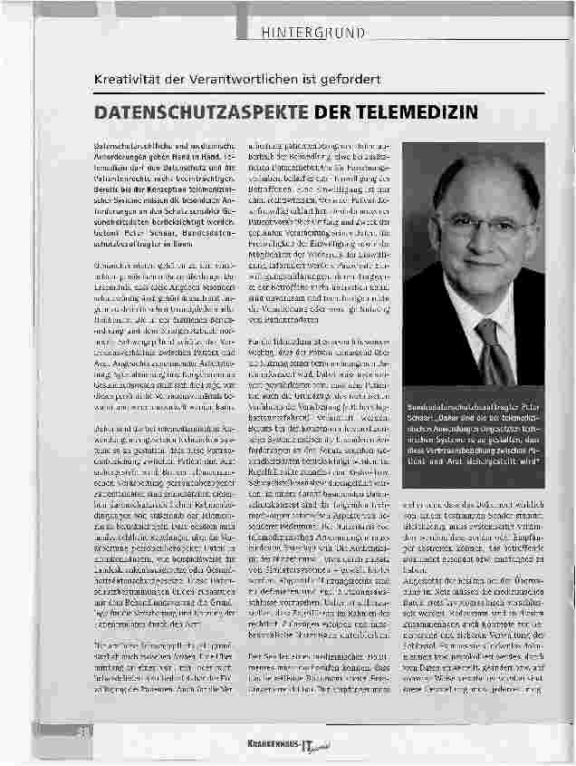 Vorschauseite 1: DATENSCHUTZASPEKTE DER TELEMEDIZIN