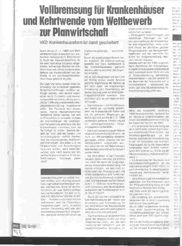 Vorschauseite 1: Vollbremsung für Krankenhäuser und Kehrtwende vom Wettbewerb zur Planwirtschaft VKD: Krankenhausreform ist damit gescheitert!