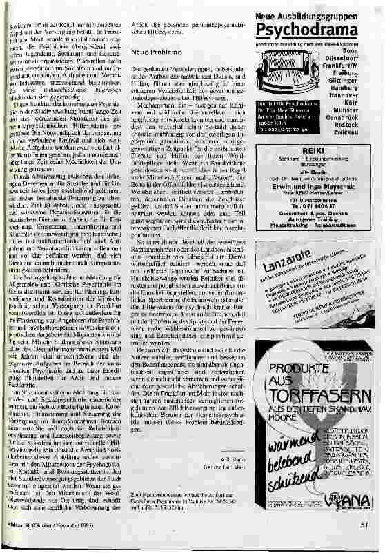 Vorschauseite 3: Wege aus der Misere? Entwicklungstendenzen der psychiatrischen Versorgung in Frankfurt am Main