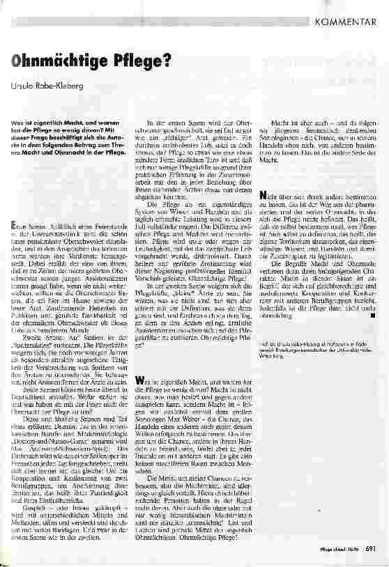 Vorschauseite 1: Ohnmächtige Pflege?