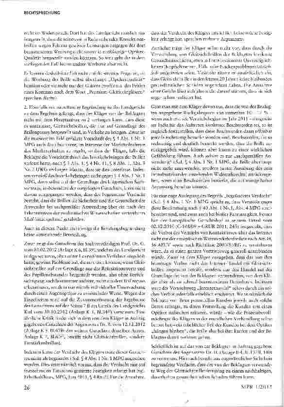 Vorschauseite 4: Werbung für und Vertrieb von Gleitsichtbrillen über das Internet §§3,4,5,8UWG;§4MPG