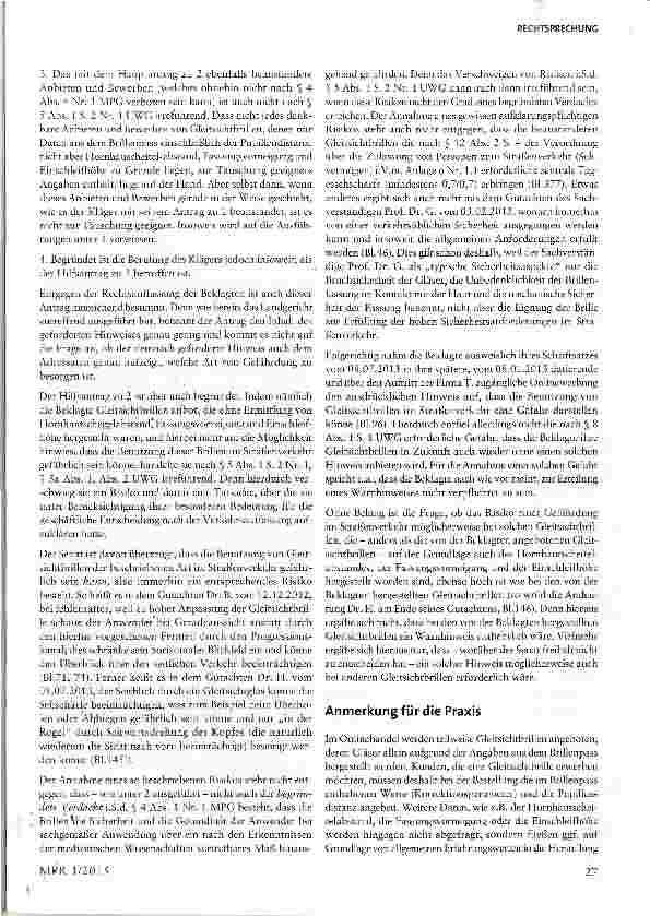 Vorschauseite 5: Werbung für und Vertrieb von Gleitsichtbrillen über das Internet §§3,4,5,8UWG;§4MPG