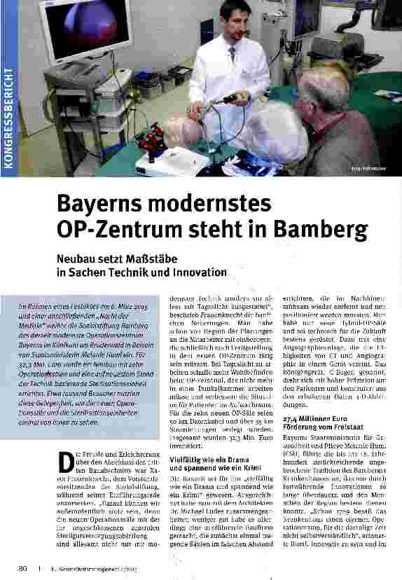Vorschauseite 1: Bayerns modernstes OP-Zentrum steht in Bamberg