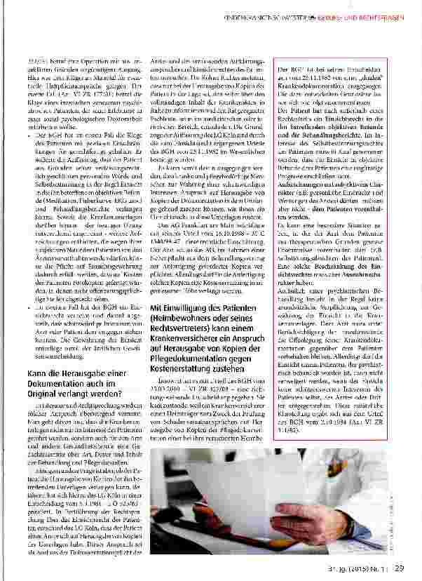 Vorschauseite 3: Kranke bzw. pflegebedürftige Menschen haben Anspruch auf eine ordnungsgemäße Dokumentation: Bemühungen um Entbürokratisierung in der Pflege erscheinen wenig erfolgversprechend!
