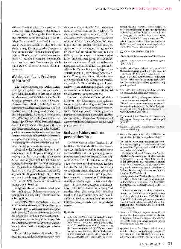 Vorschauseite 5: Kranke bzw. pflegebedürftige Menschen haben Anspruch auf eine ordnungsgemäße Dokumentation: Bemühungen um Entbürokratisierung in der Pflege erscheinen wenig erfolgversprechend!