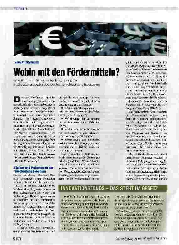 Vorschauseite 1: Wohin mit den Fördermitteln?