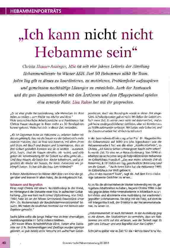 Vorschauseite 1: Ich kann nicht nicht Hebamme sein