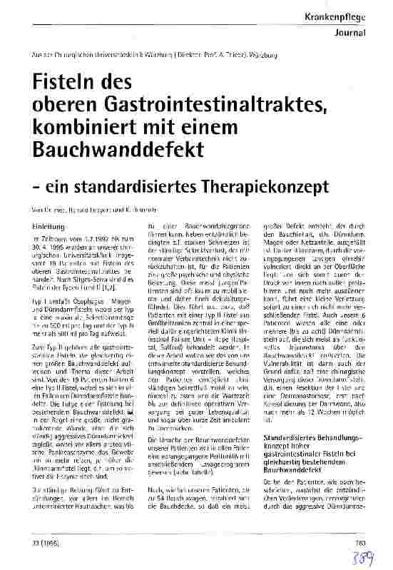 Vorschauseite 1: Fisteln des oberen Gastrointestinaltraktes, kombiniert mit einem Bauchwanddefekt Ein standardisiertes Therapiekonzept