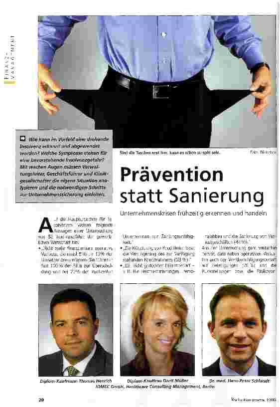 Vorschauseite 1: Prävention statt SanierungUnternehmenskrisen frühzeitig erkennen und handeln