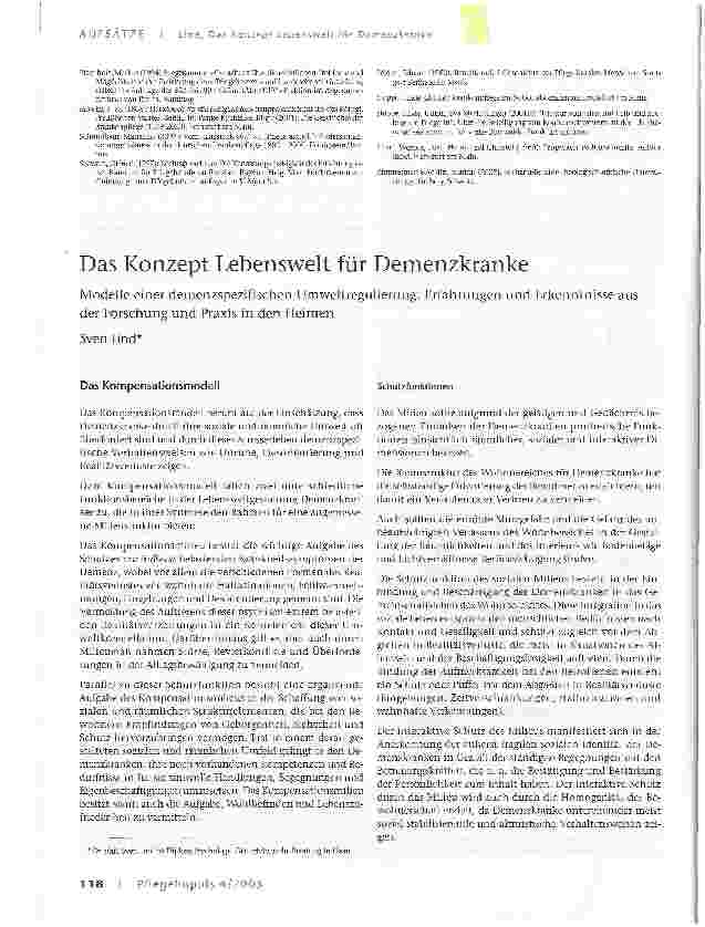 Vorschauseite 1: Das Konzept Lebenswelt für DemenzkrankeModelle einer demenzspezifischen Umweltregulierung. Erfahrungen und Erkenntnisse aus der Forschung und Praxis in den Heimen