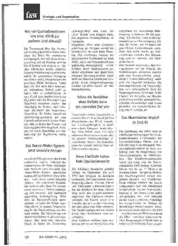 Vorschauseite 2: Das Mannheimer Modell:. Eine Option zur wirtschaftlichen Führung eines Universitätsklinikums
