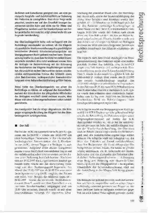 Vorschauseite 2: Sturz aus einem normalen Krankenhausbettder anästhesiologischen Intensivstation