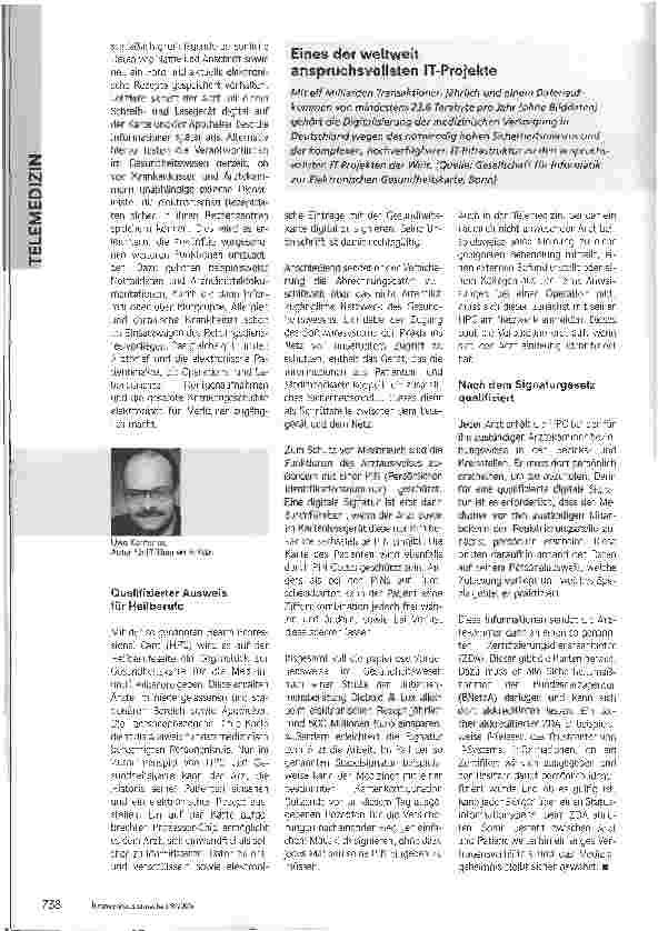 Vorschauseite 2: Sicherheitsschlüssel für das ArztgeheimnisWie sich Patientendaten auf der elektronischen Gesundheitskarte vor Missbrauch schützen lassen