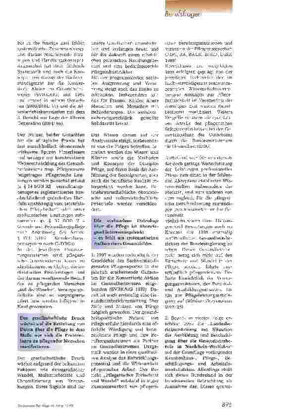 Vorschauseite 2: Über Pflege berichtenZur Datenlage in der Pflegeberichterstattung