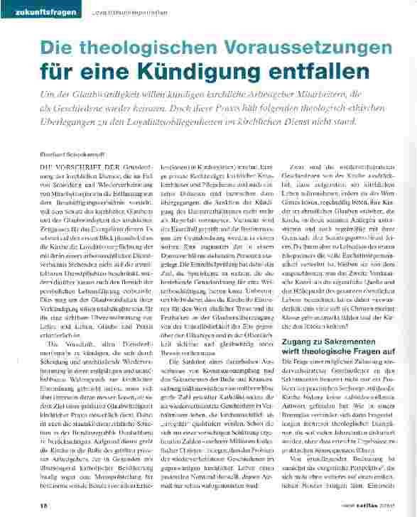 Vorschauseite 1: Die theologischen Voraussetzungen für eine Kündigung entfallen