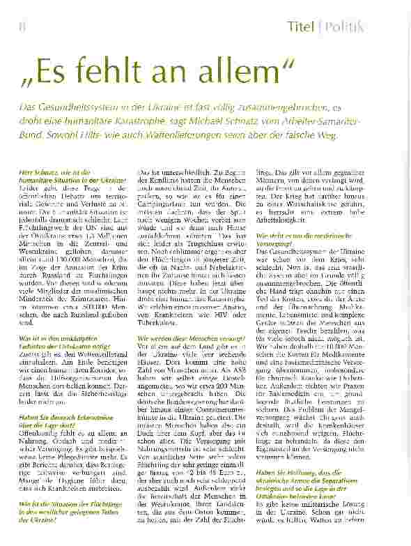Vorschauseite 1: Es fehlt an allem