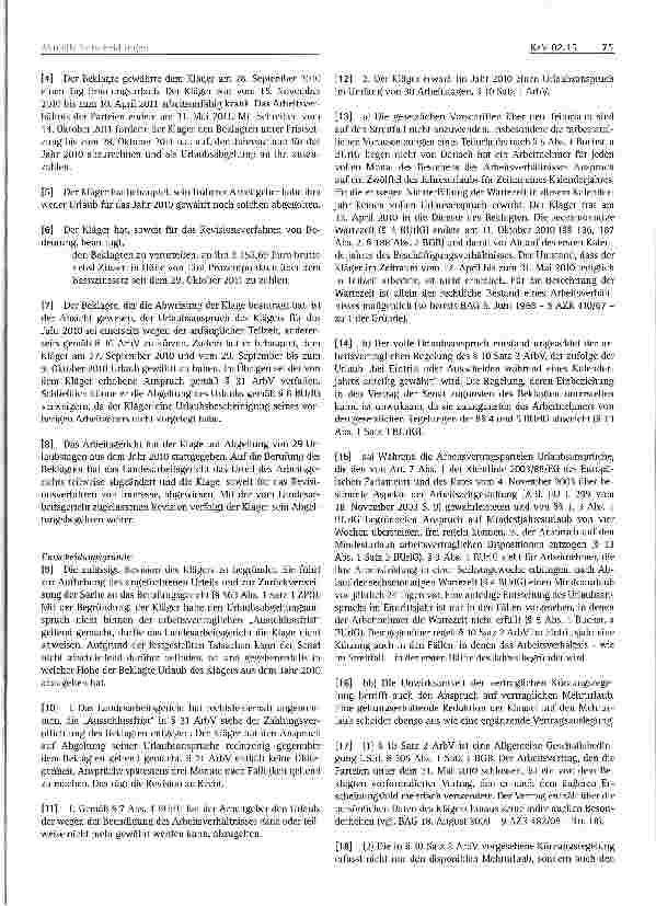 Vorschauseite 2: Urlaub; Ausschluss von Doppelansprüchen § 6
