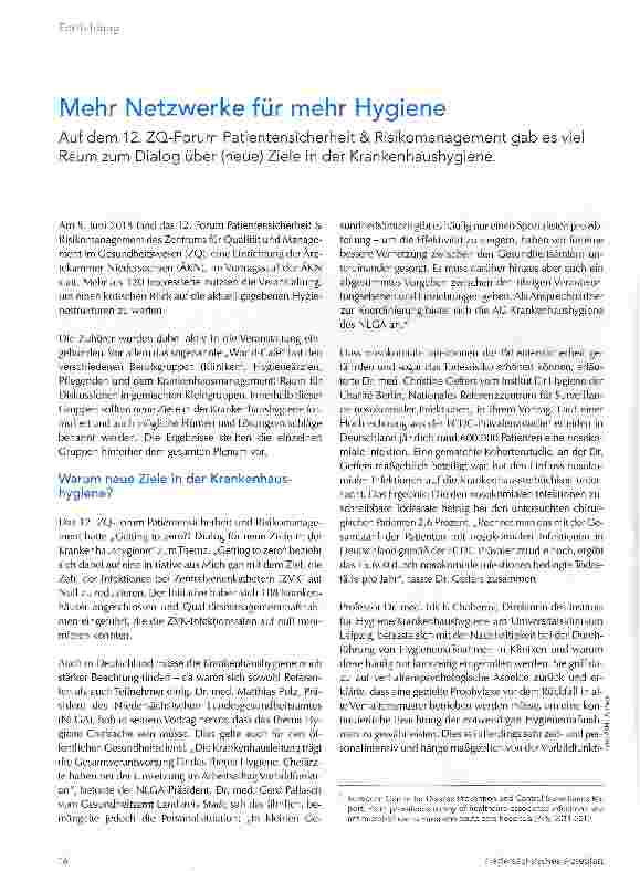 Vorschauseite 1: Mehr Netzwerke für mehr Hygiene