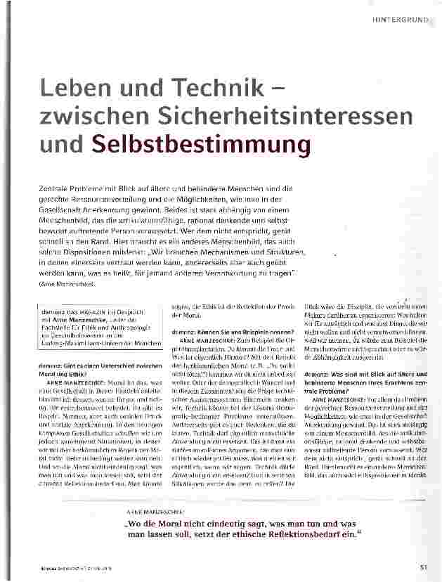 Vorschauseite 1: Leben und Technik -zwischen Sicherheitsinteressen und Selbstbestimmung