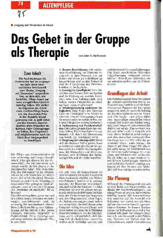Vorschauseite 1: Das Gebet in der Gruppe als Therapie