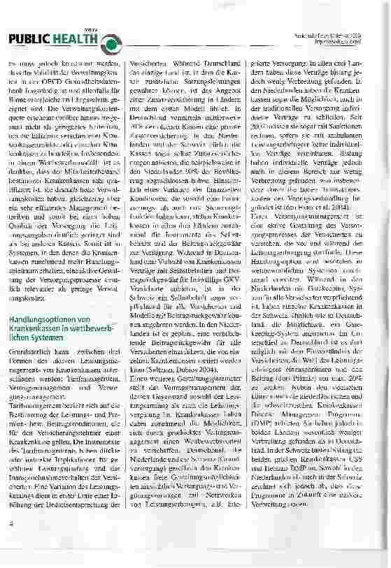 Vorschauseite 2: Von Buchhaltern zu Versorgungsmanagern -der Aufstieg der Krankenkassen im internationalen Vergleich