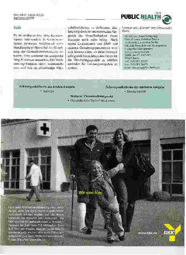Vorschauseite 3: Von Buchhaltern zu Versorgungsmanagern -der Aufstieg der Krankenkassen im internationalen Vergleich