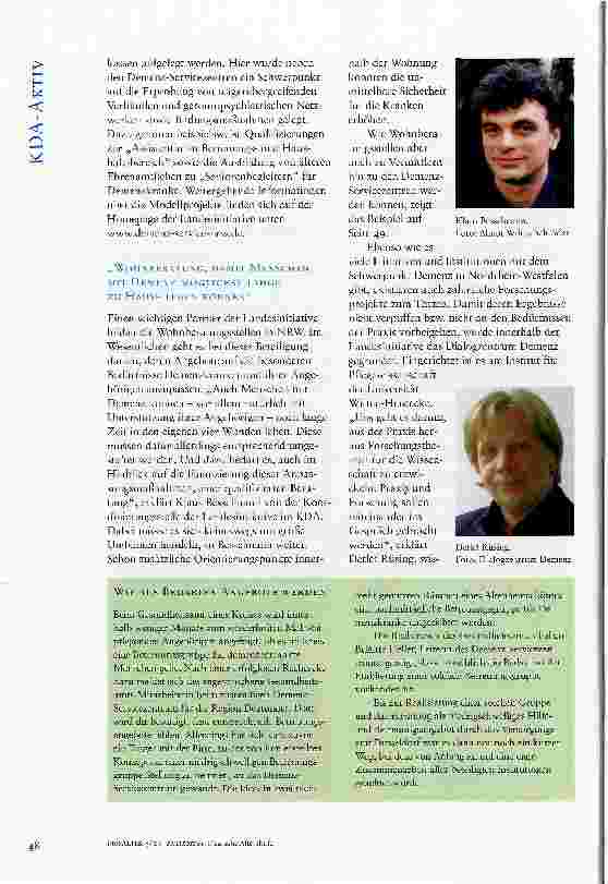 Vorschauseite 4: VERNETZUNG UND KOOPERATION FÜR EINE BESSERE LEBENSQUALITÄT VON MENSCHEN MIT DEMENZ