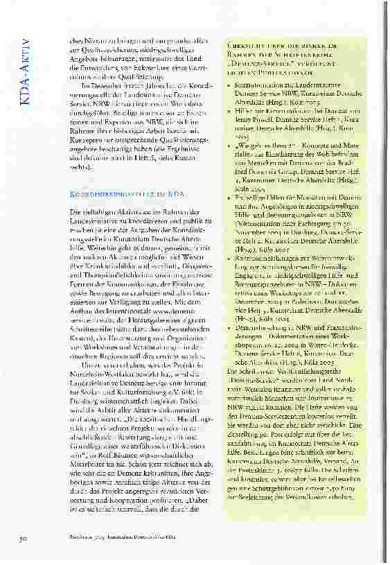 Vorschauseite 6: VERNETZUNG UND KOOPERATION FÜR EINE BESSERE LEBENSQUALITÄT VON MENSCHEN MIT DEMENZ