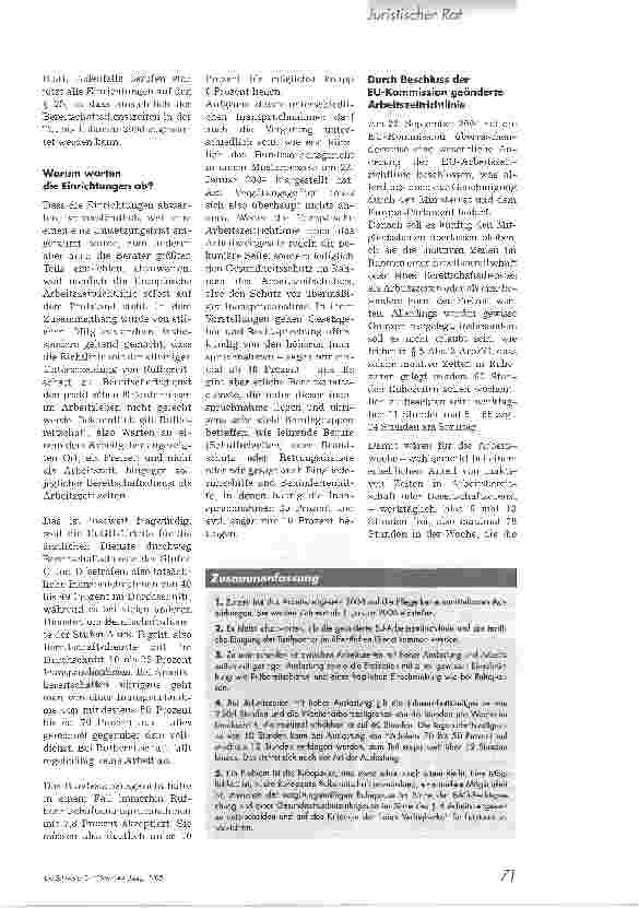 Vorschauseite 2: Die Auswirkungen des neuen Arbeitszeitgesetzes auf den Pflegedienst