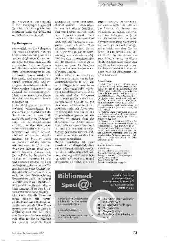 Vorschauseite 4: Die Auswirkungen des neuen Arbeitszeitgesetzes auf den Pflegedienst