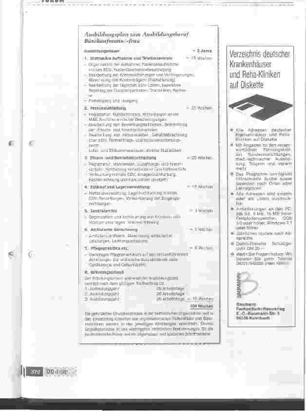 Vorschauseite 2: Nachwuchsförderung auf eine breite Basis gestellt Auszubildende im Marienkrankenhaus von St. Wendel sollen Einblicke auch in andere Arbeitsfelder gewinnen