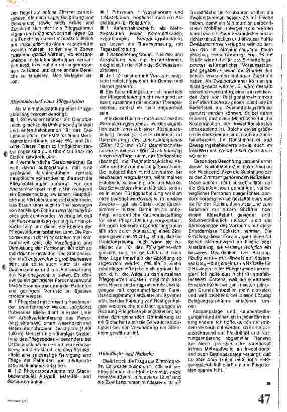 Vorschauseite 3: Wohnungsplätze im Pflegeheim / Bautechn. Vorsorge bei der Errichtung von Rüstungsplätzen für eine spätere Nutzung als Pflegeplätze